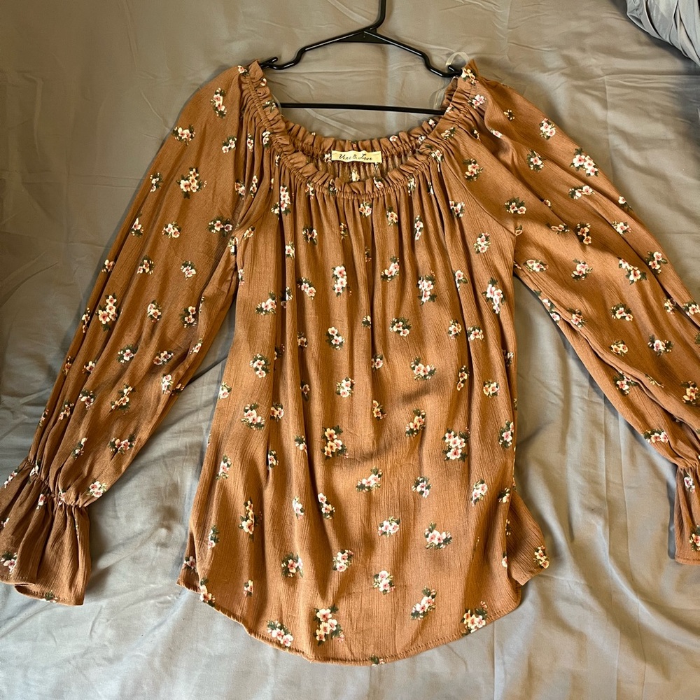 long sleeve off the shoulder top